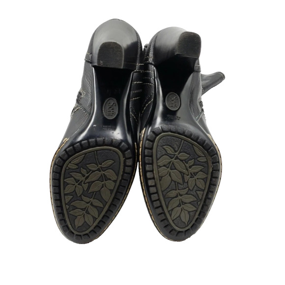 SOFFT Black Leather Stitched Boots Knee Soft Y2K 4 in Fashion Heel Comfort 8.5M - Picture 11 of 13